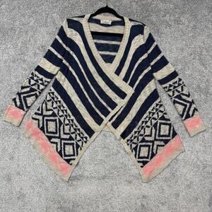 Pink Republic Waterfall Cardigan Sweater Large Aztec Y2K Boho Layering Festival